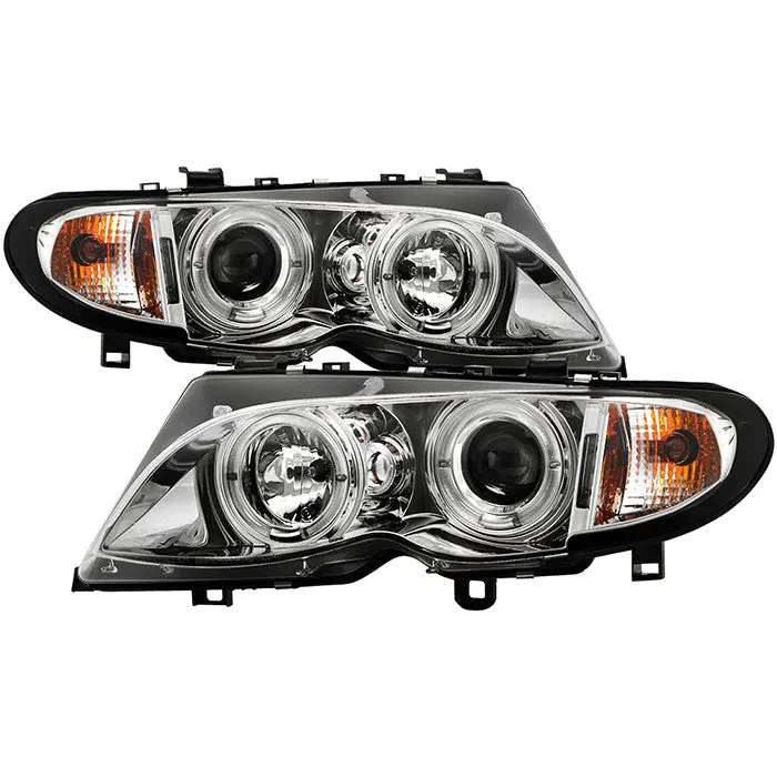 Spyder 02-05 Bmw 3-Series E46 4Dr Halo Projector Headlights Chrome 1