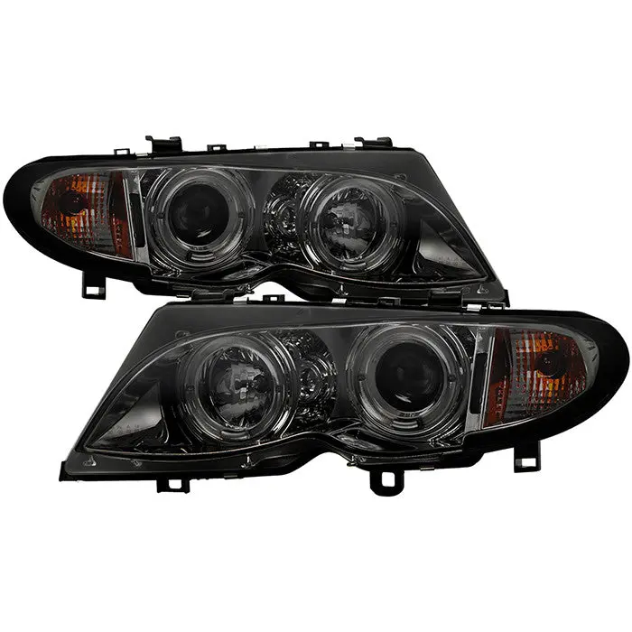 Spyder 02-05 Bmw 3-Series E46 4Dr Halo Projector Headlights Smoked 1