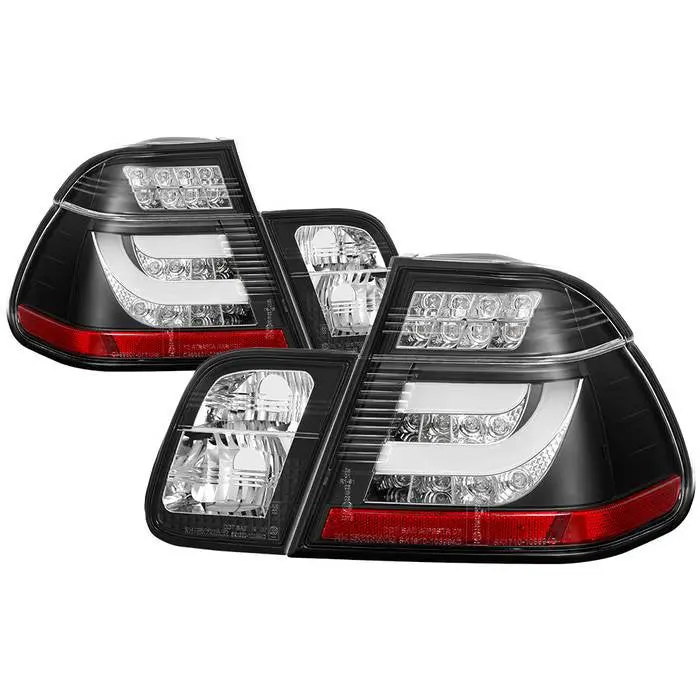 Spyder 02-05 Bmw 3-Series E46 4Dr Tail Lights Led Bar Black 1