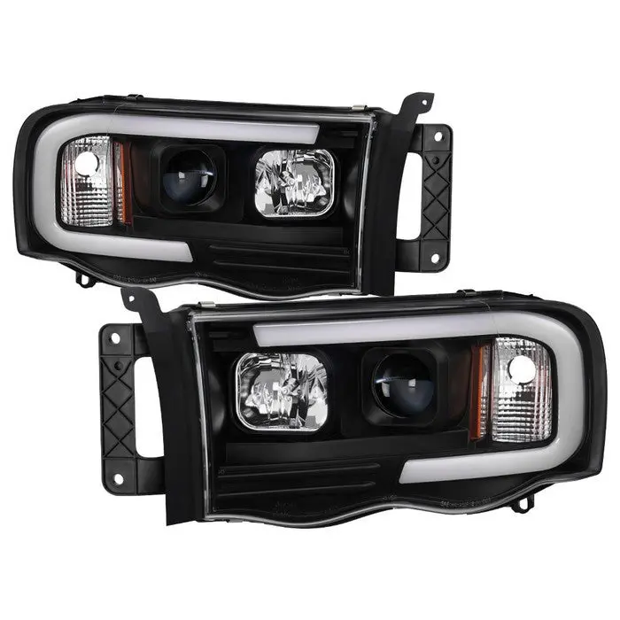 Spyder 03-05 Dodge Ram 1500-3500 Projector Headlights Led Bar Black 1