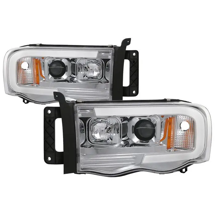 Spyder 03-05 Dodge Ram 1500-3500 Projector Headlights Led Bar Drl Chrome 1