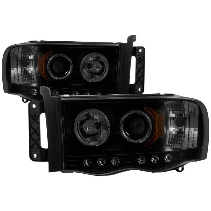 Spyder 03-05 Dodge Ram 1500-3500 Projector Headlights Smoked Black 1