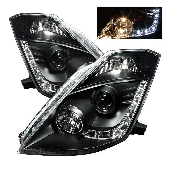 Spyder 03-05 Nissan 350Z Projector Headlights Black Finish 1