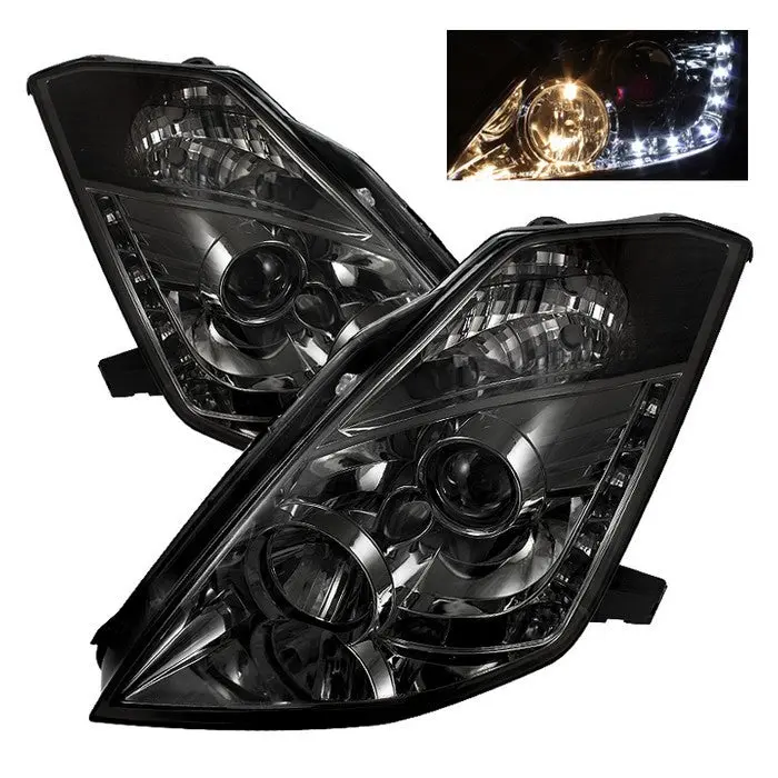 Spyder 03-05 Nissan 350Z Projector Headlights Smoked 1