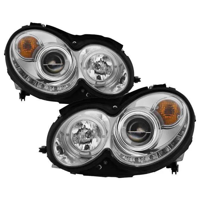 Spyder 03-09 Mercedes Clk Halo Projector Headlights Drl Chrome 1