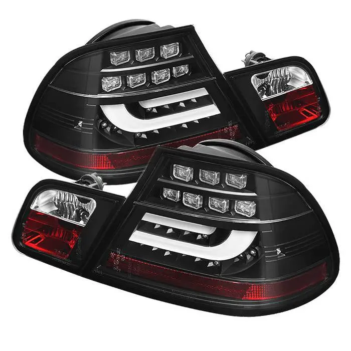 Spyder 04-06 Bmw 3-Series E46 2Dr Tail Lights Led Bar Black 1