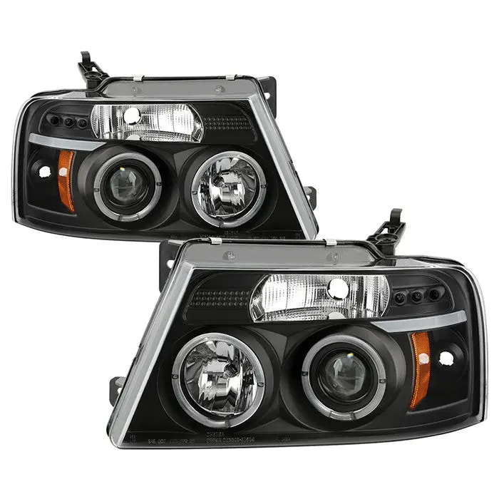 Spyder 04-08 Ford F-150 Halo Projector Headlights Black 1