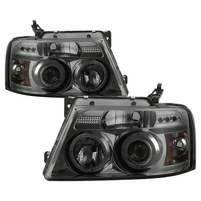 Spyder 04-08 Ford F-150 Halo Projector Headlights Drl Smoked 1