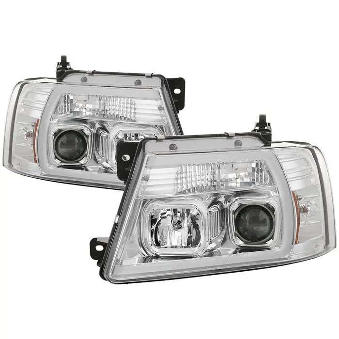 Spyder 04-08 Ford F-150 Projector Headlights Led Bar Chrome 1