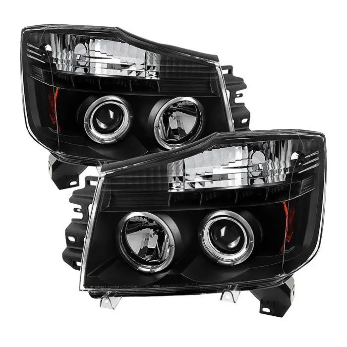 Spyder 04-15 Nissan Titan Halo Projector Headlights Black 1