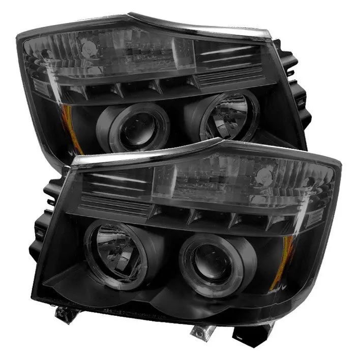 Spyder 04-15 Nissan Titan Halo Projector Headlights Black Smoked 1