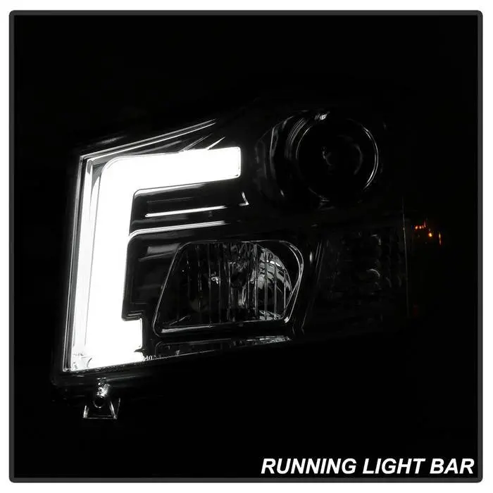 Spyder 04-15 Nissan Titan Projector Headlights V2 Light Bar Chrome 2