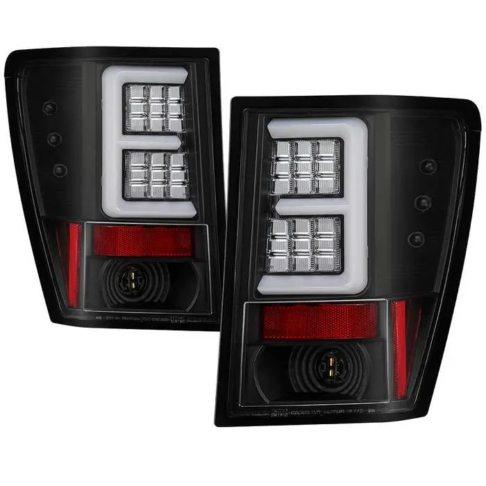 Spyder 05-06 Jeep Grand Cherokee V2 Tail Lights Led Bar Black 1