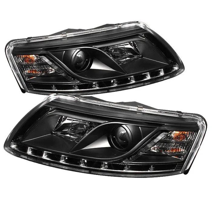 Spyder 05-07 Audi A6 Projector Headlights Led Drl Black 1