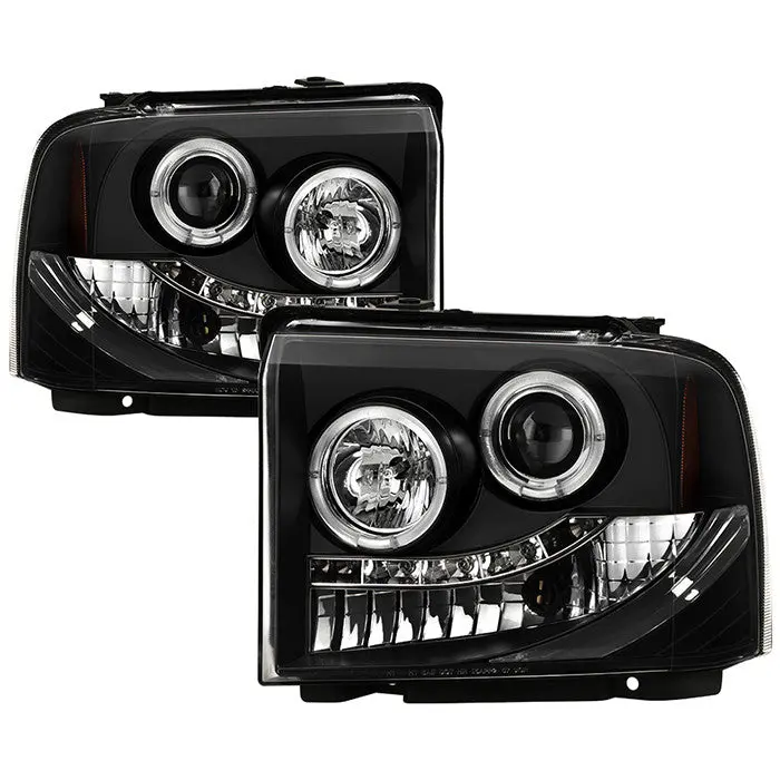 Spyder 05-07 Ford F250/F350/F450 Halo Projector Headlights Led Black 1