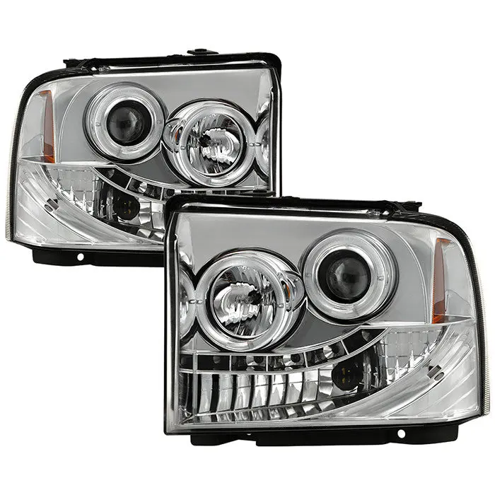 Spyder 05-07 Ford F250/F350/F450 Projector Headlights Led Chrome 1