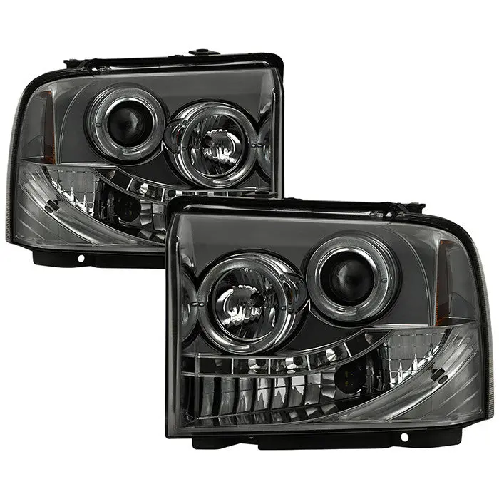 Spyder 05-07 Ford F250/F350/F450 Projector Headlights Led Smoked 1