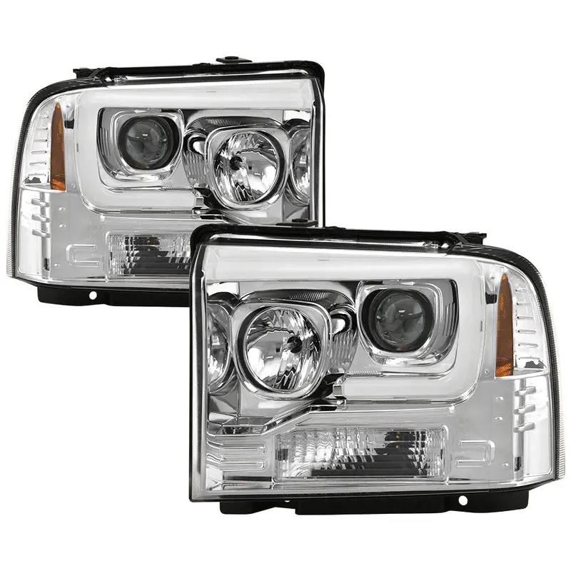 Spyder 05-07 Ford F250/F350/F450 Projector Headlights Platinum Chrome 1