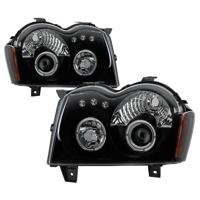 Spyder 05-07 Jeep Grand Cherokee Projector Headlights Black Smoked 1