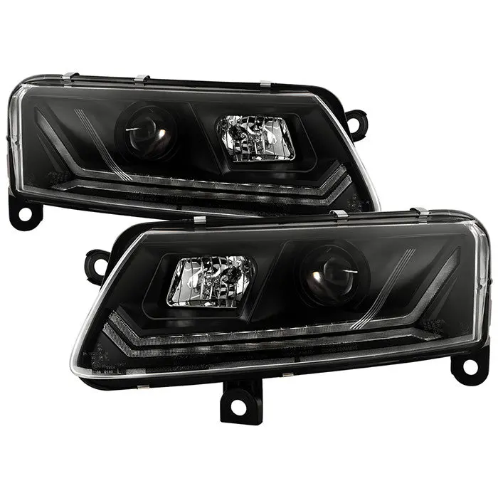 Spyder 05-08 Audi A6 Projector Headlights Sequential Led Bar V3 Black 1