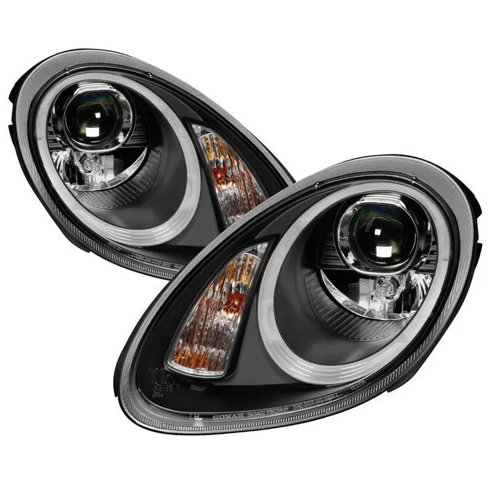 Spyder 05-08 Porsche Cayman/Boxster 987 Projector Headlights Black 1