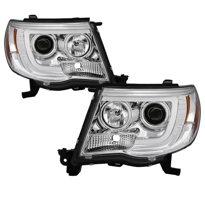 Spyder 05–11 Toyota Tacoma Projector Headlights V2 Drl Bar Chrome 1