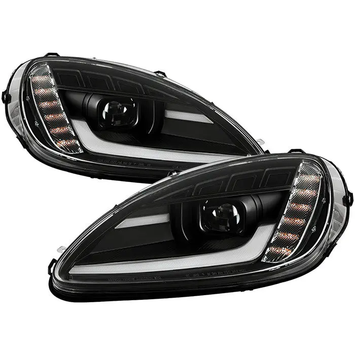 Spyder 05-13 Corvette C6 Projector Headlights Sequential Apex Black 1