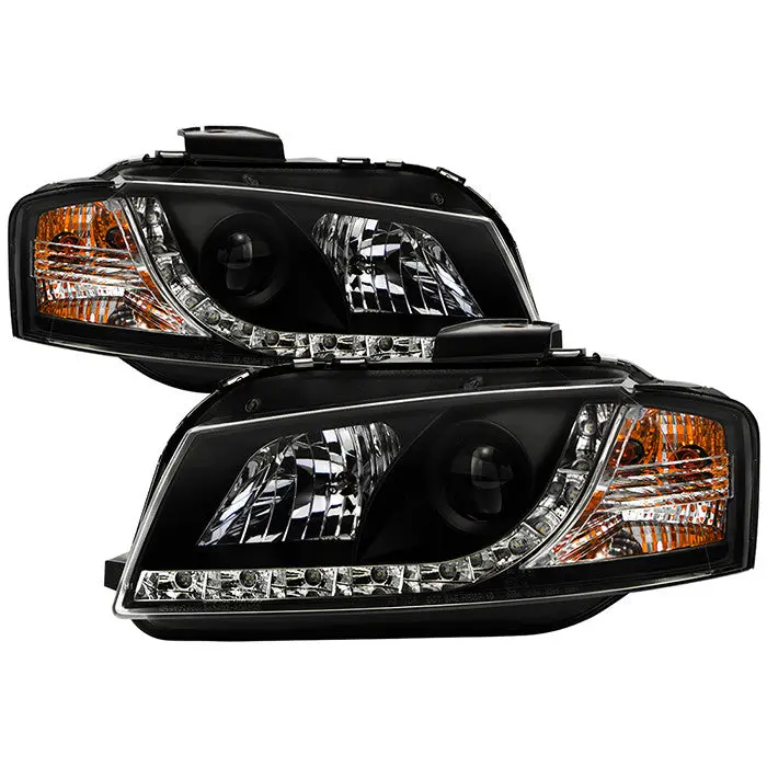 Spyder 06-08 Audi A3 Projector Headlights Led Drl Black 1