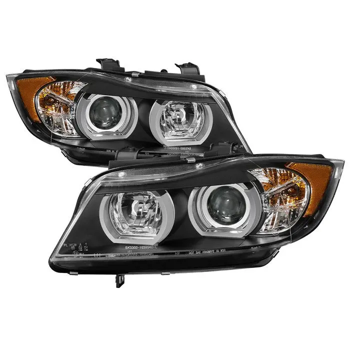 Spyder 06-08 Bmw 3-Series E90 4Dr Projector Headlights V2 Drl Black 1