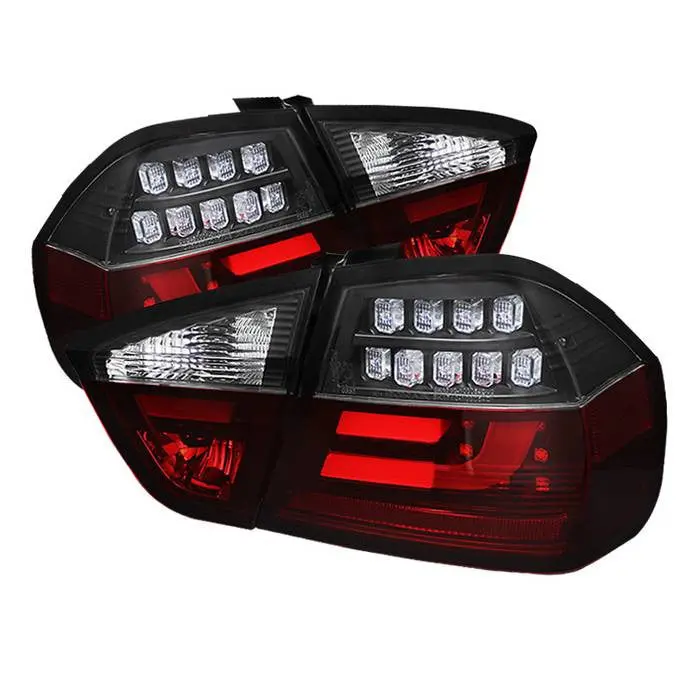 Spyder 06-08 Bmw 3-Series E90 4Dr Tail Lights Led Bar Black 1