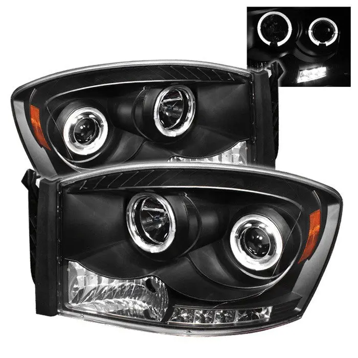 Spyder 06-08 Dodge Ram 1500-3500 Halo Projector Headlights Black 1