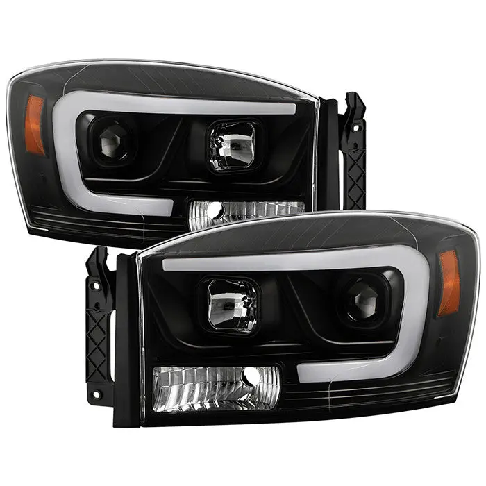Spyder 06-08 Dodge Ram 1500-3500 Projector Headlights Platinum Black 1
