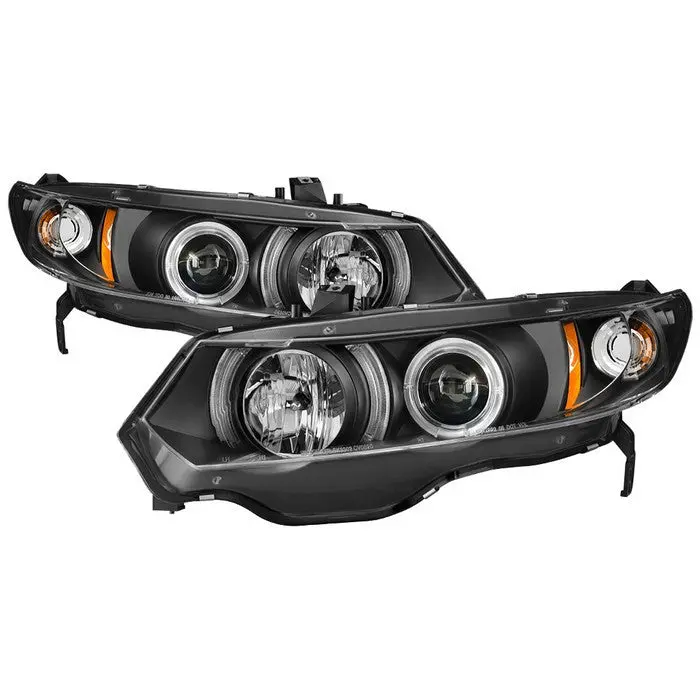 Spyder 06-08 Honda Civic 2Dr Projector Headlights Black 1