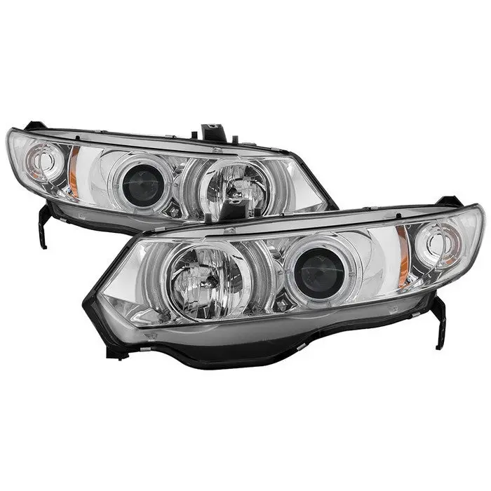 Spyder 06-08 Honda Civic 2Dr Projector Headlights Chrome 1