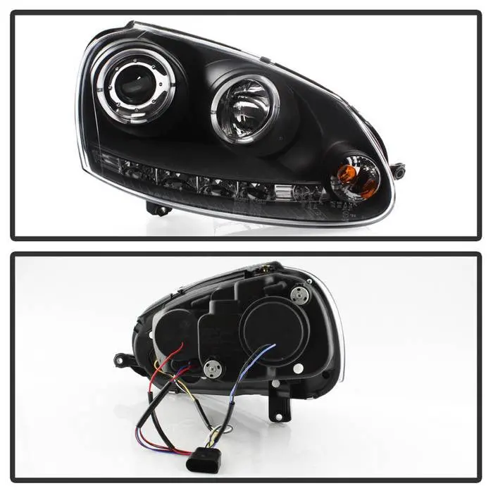 Spyder 06–09 Vw Gti/Jetta/Rabbit Projector Headlights Led Drl Black 2