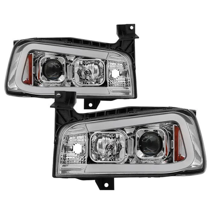 Spyder 06-10 Dodge Charger Projector Headlights Led Bar 1Pc Chrome 1