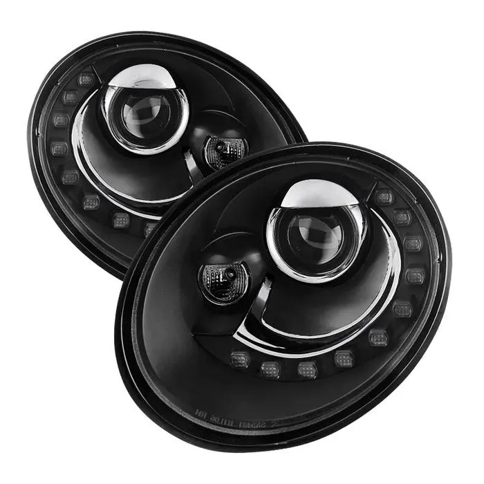 Spyder 06–10 Vw Beetle Projector Headlights Led Drl Black 1
