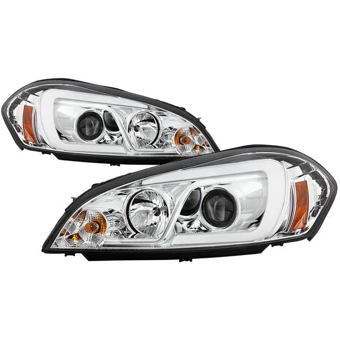 Spyder 06-13 Chevy Impala Projector Headlights V2 Led Bar Chrome 1