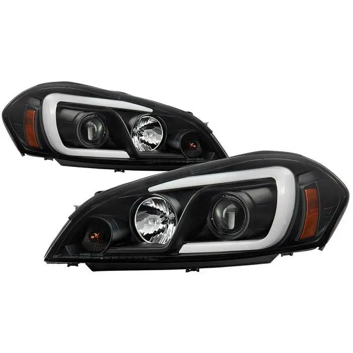 Spyder 06-13 Chevy Impala Projector Headlights V2 Led Bar Dark 1