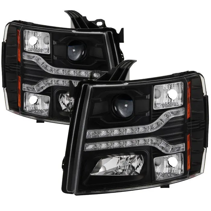 Spyder 07-13 Chevy Silverado Projector Headlights Led Drl V2 Black 1