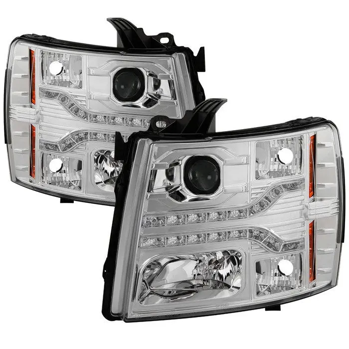 Spyder 07-13 Chevy Silverado Projector Headlights Led Drl V2 Chrome 1