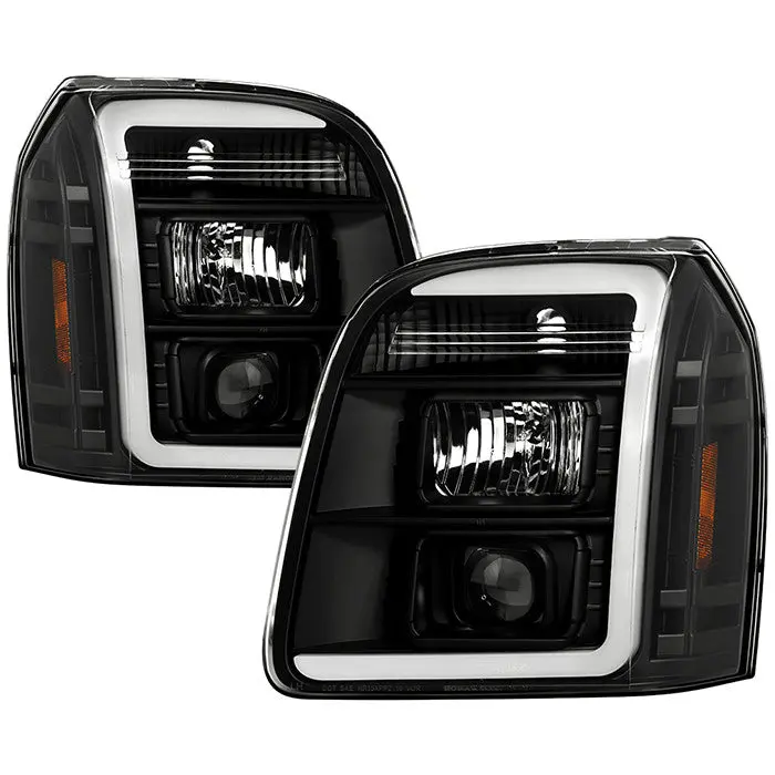 Spyder 07-14 Gmc Yukon Denali Projector Headlights V2 Led Bar Black 1