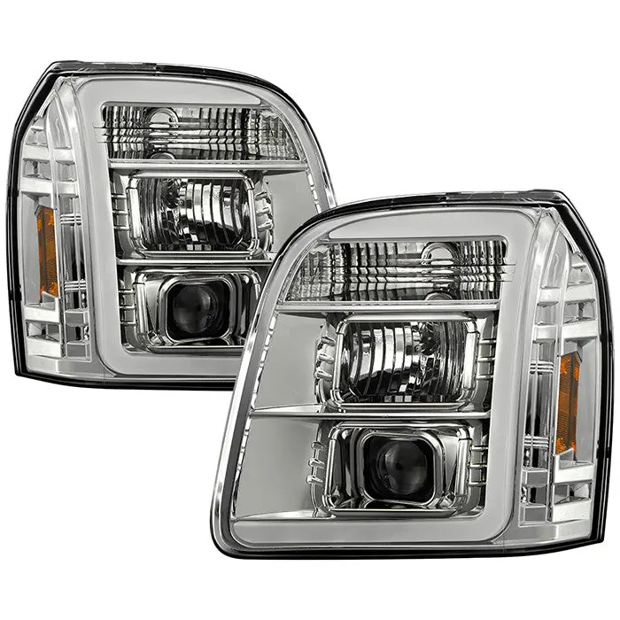 Spyder 07-14 Gmc Yukon Denali Projector Headlights V2 Led Bar Chrome 1