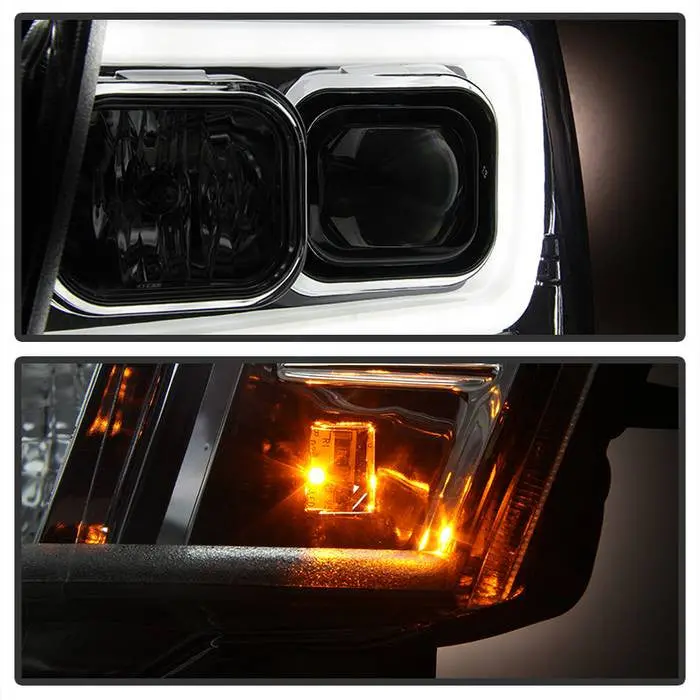 Spyder 07-14 Tahoe/Suburban Headlights V2 Led Bar Drl Smoked 2