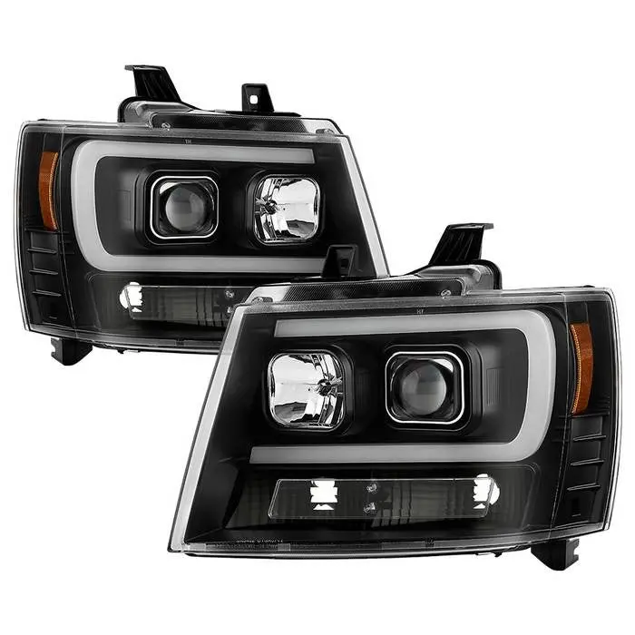 Spyder 07-14 Tahoe/Suburban Projector Headlights Led Bar Black 1