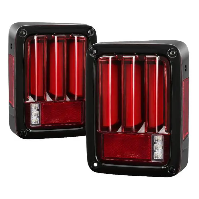Spyder 07-18 Jeep Wrangler Tail Lights Sequential Led Bar V2 Red 1