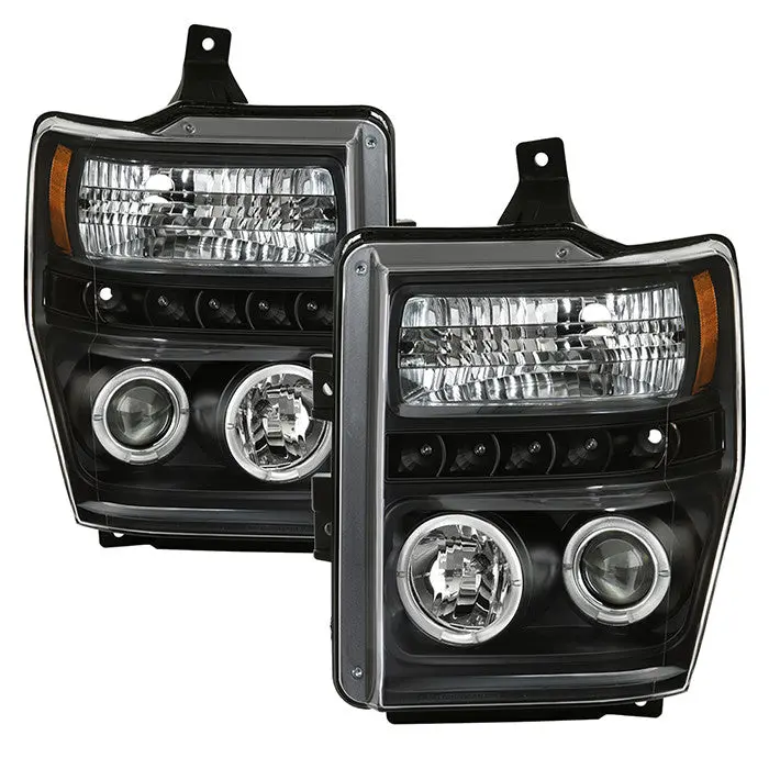 Spyder 08-10 Ford F250/F350/F450 Projector Headlights Led Black 1