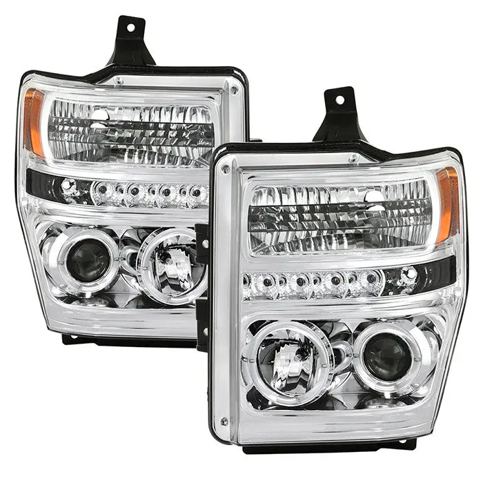 Spyder 08-10 Ford F250/F350/F450 Projector Headlights Led Chrome 1