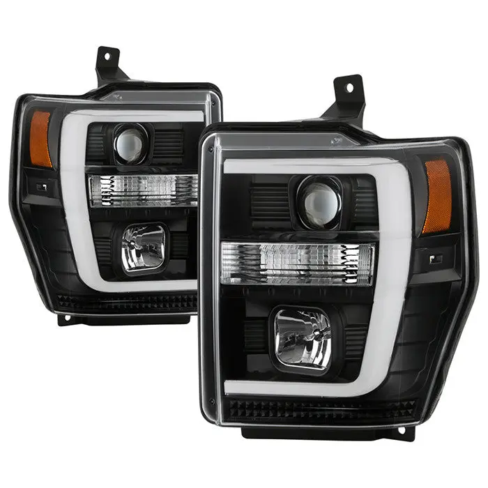 Spyder 08-10 Ford F250/F350/F450 Projector Headlights Platinum Black 1