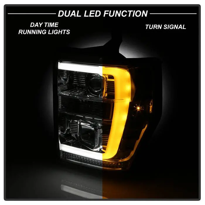 Spyder 08-10 Ford F250/F350/F450 Projector Headlights V2 Led Chrome 2
